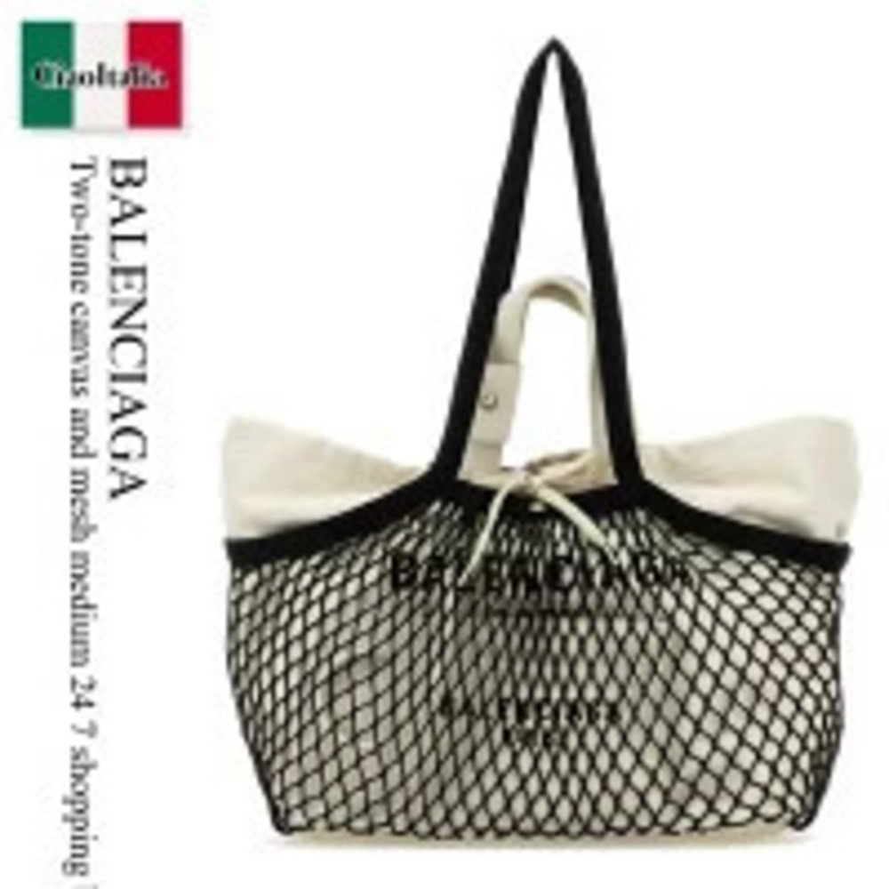 Balenciaga Bag Handbag Two Tone Canvas Mesh Shopping Tote